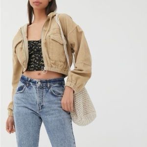 Khaki BDG Corduroy Patch Pocket Cropped Jacket from Urban Outfitters